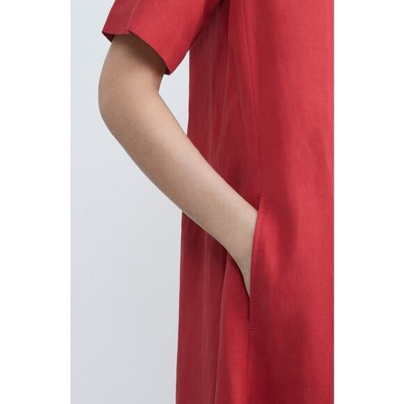 Lafayette 148 New York Raleigh Belted Silk Midi Dress in Flame Size S NWT - Picture 4 of 13